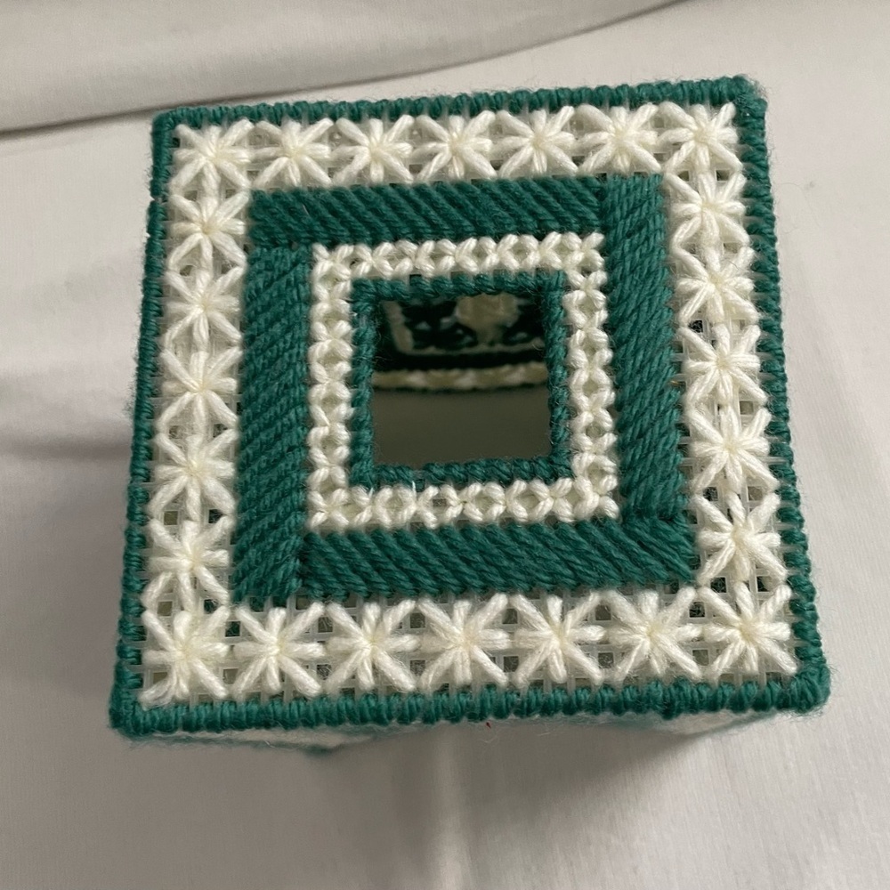Set of 3 Handmade Needlepoint Plastic Canvas Tissue Box Cover multi color - Picture 6 of 14